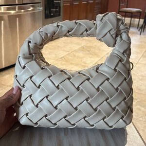 Urban Expressions Cream Woven Top-Handle Shoulder Bag